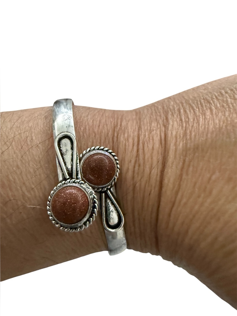Sterling Silver Cuff Bracelet with Goldstone